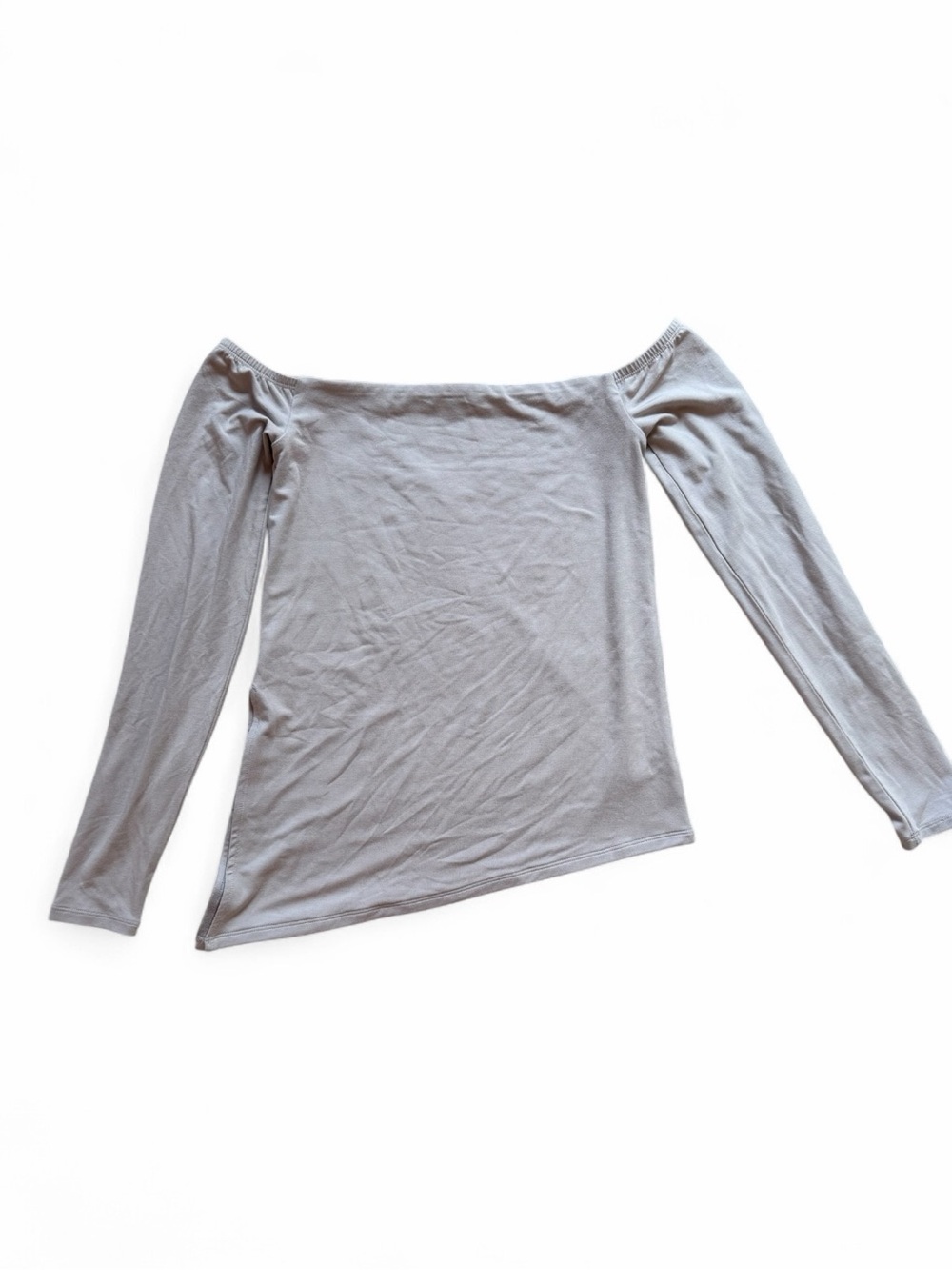 Dynamite Off-Shoulder Long Sleeve Top in Light Gray
